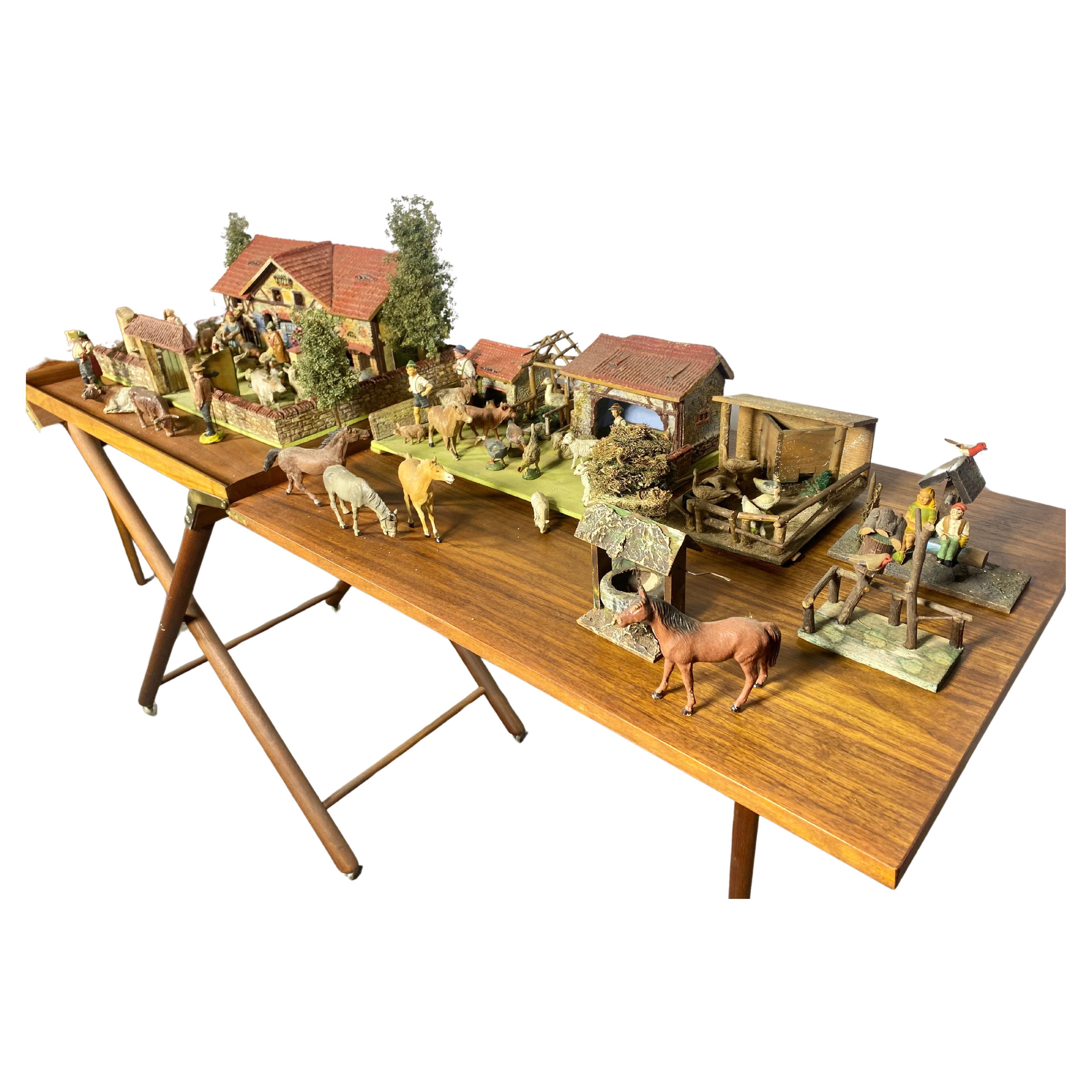 1930s Elastolin Farm / Yard. 65 pc. O&M Hausser.. Antique toy, made in Germany For Sale