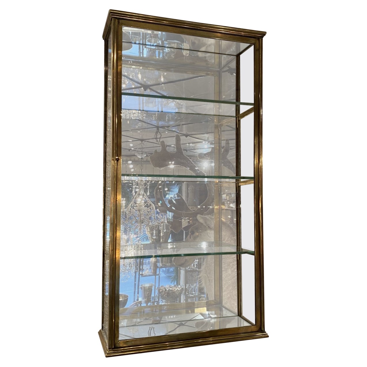 1930s Elegant French Brass Wall Vitrine