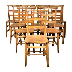 1930s Elm Church/Chapel Dining Chairs, Set of Four