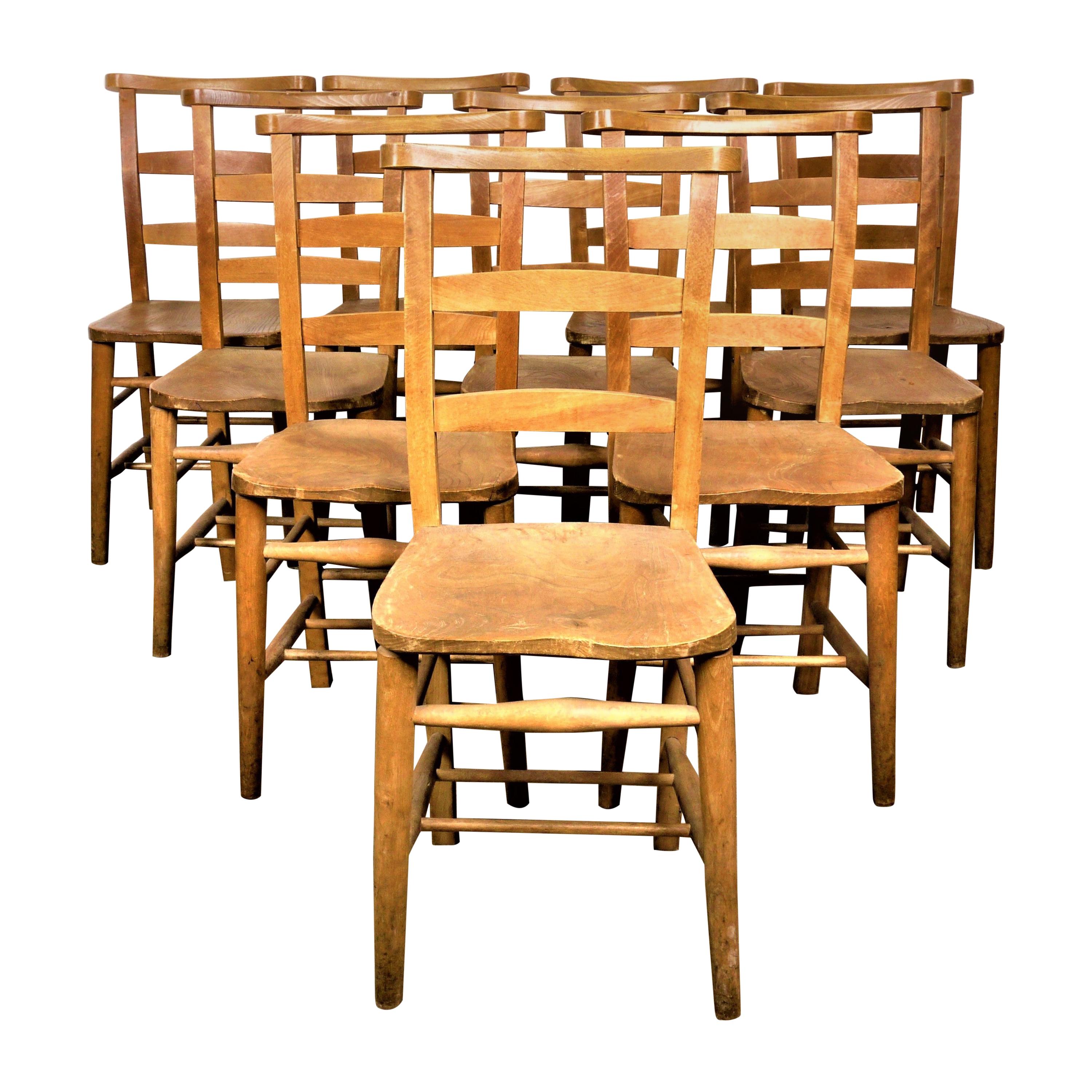 1930s Elm Church/Chapel Dining Chairs, Set of Six, Other Quantities Available