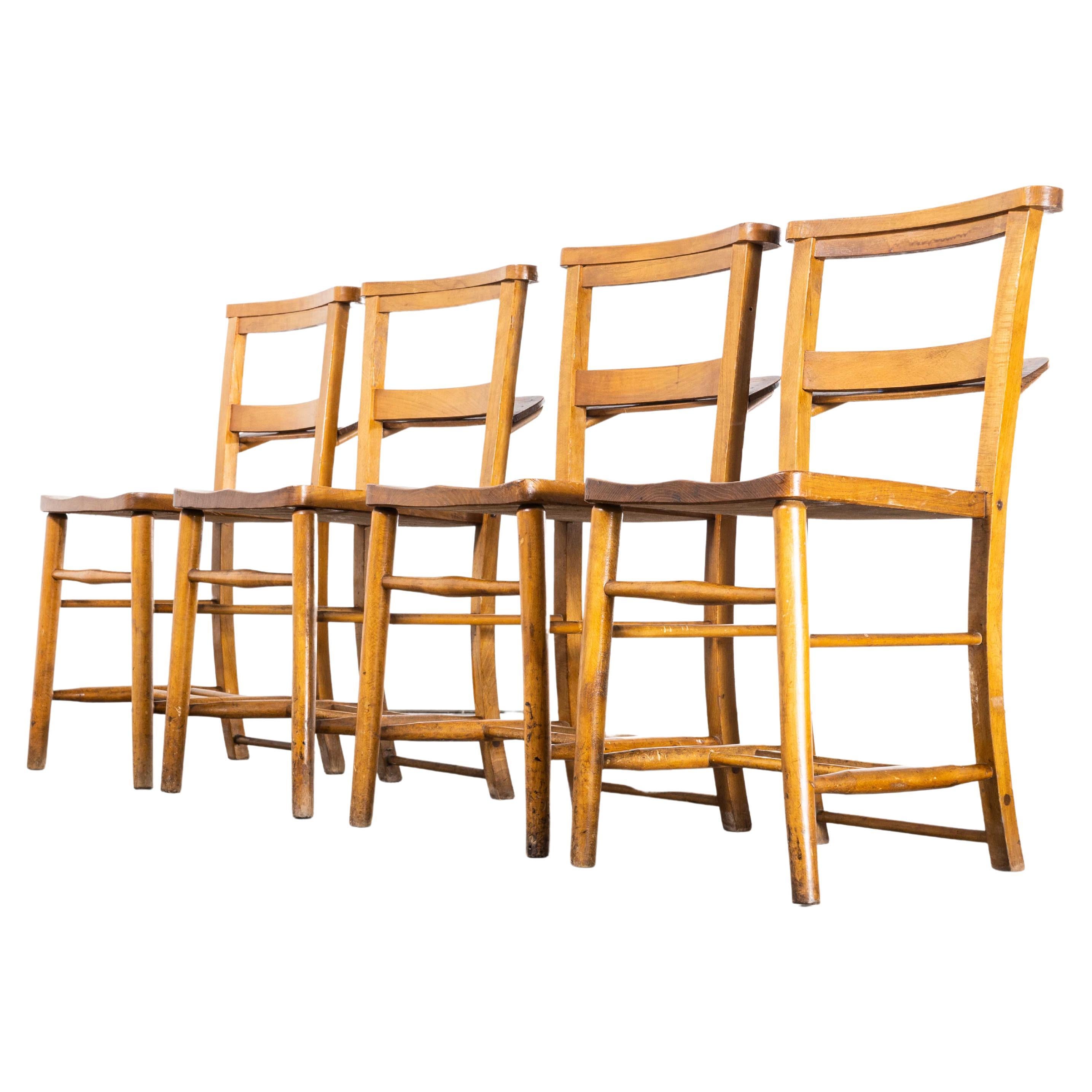 1930s Elm Church Dining Chair, Set of Four For Sale