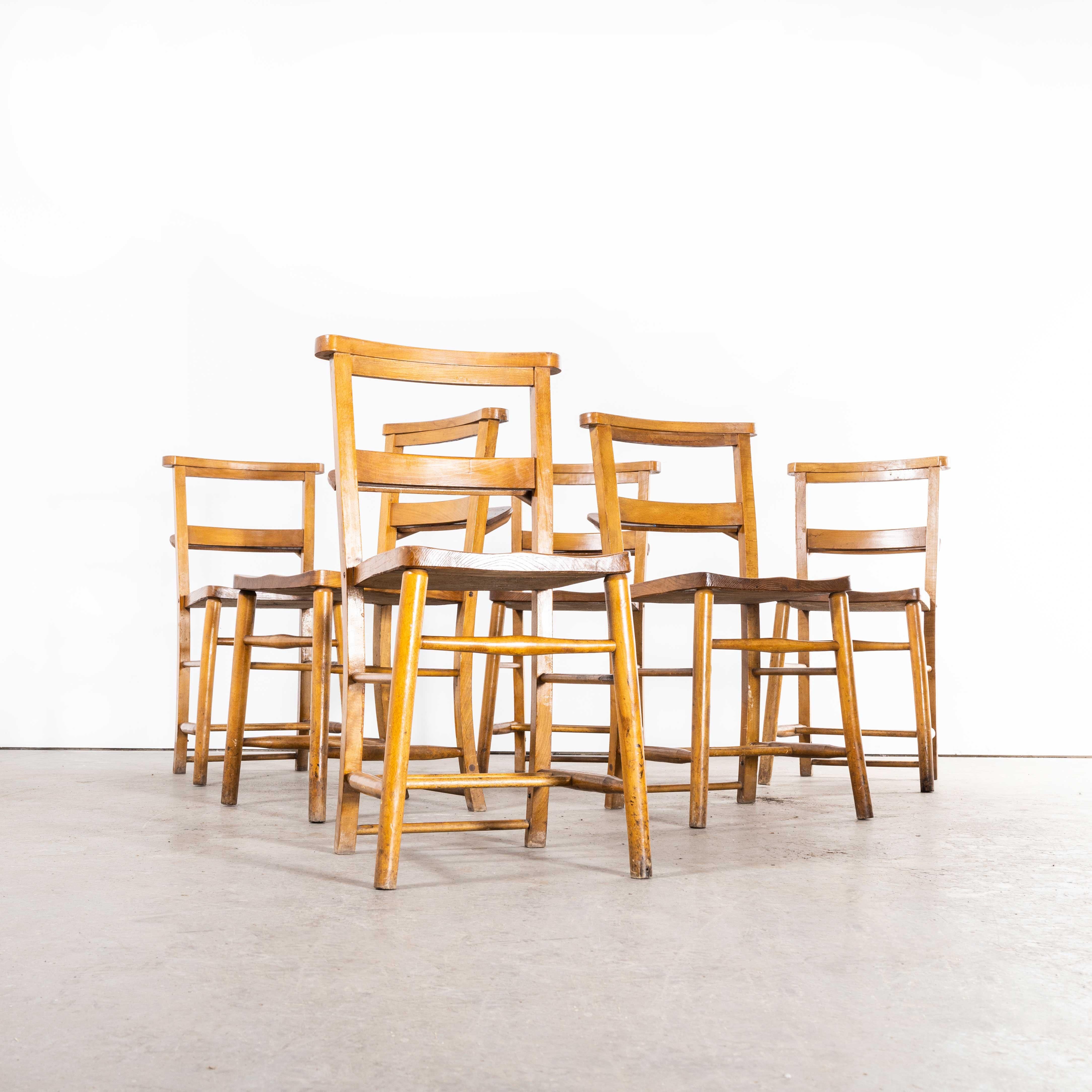 1930s Elm Church Dining Chair, Set of Six For Sale 4