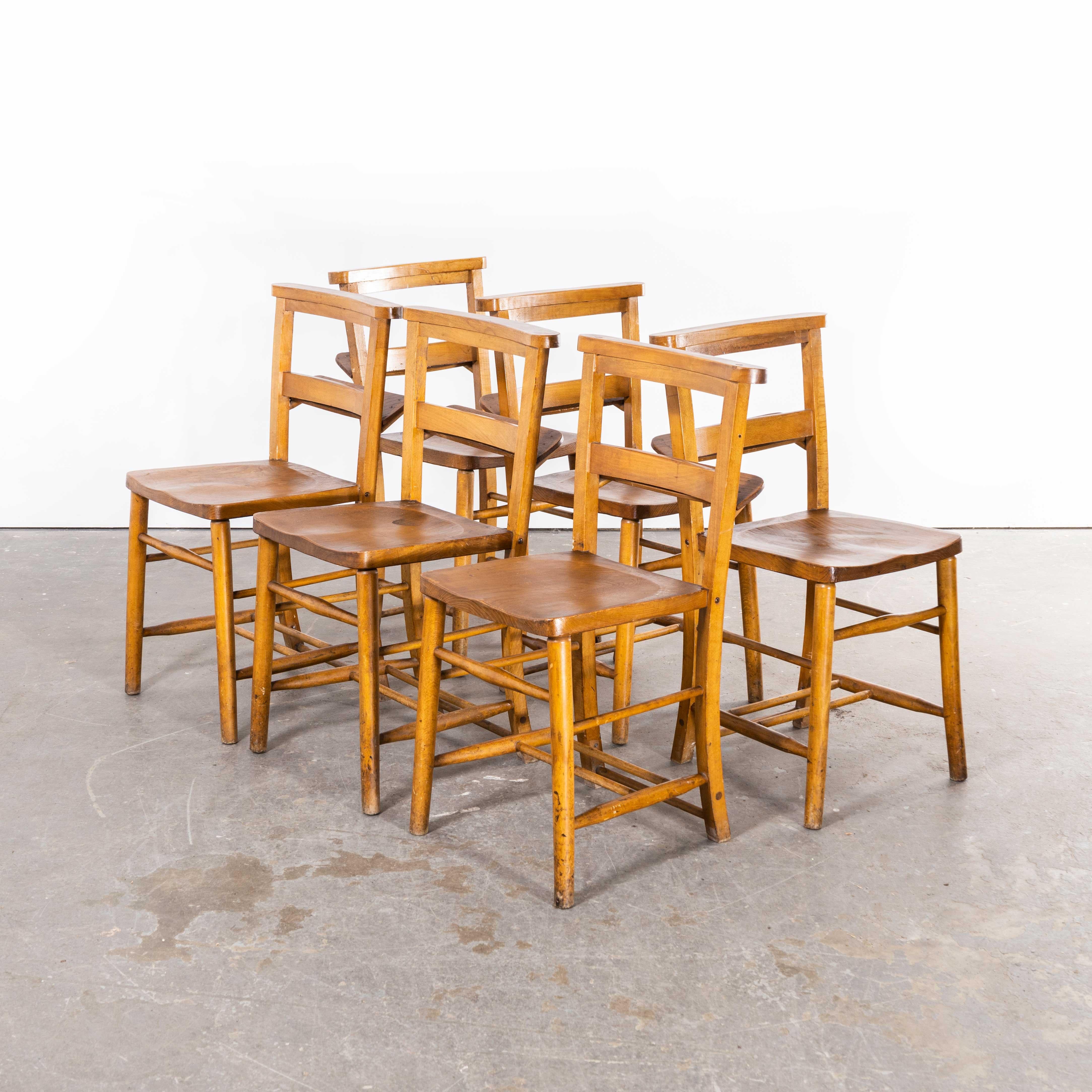 1930s Elm Church Dining Chair, Set of Six For Sale 1