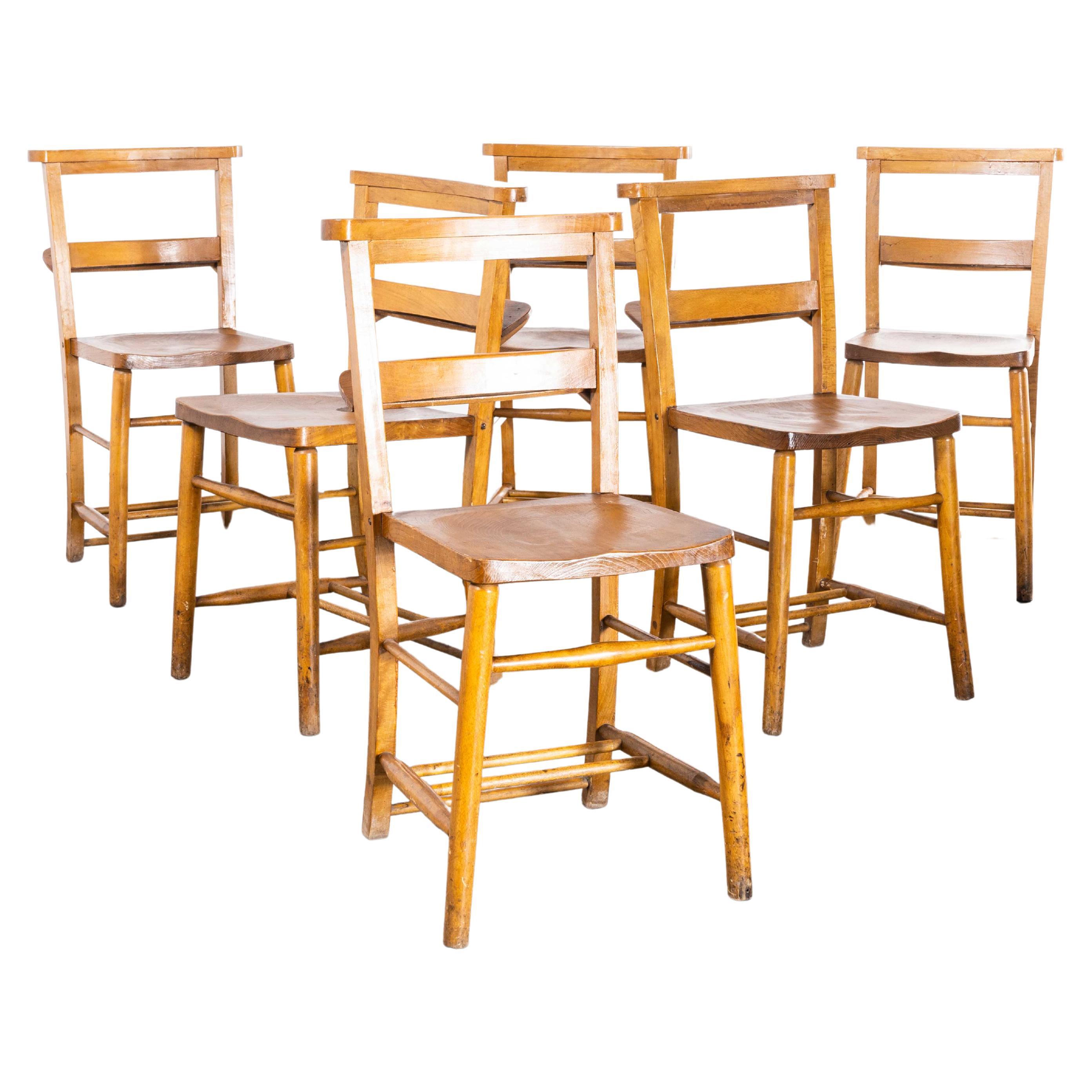 1930s Elm Church Dining Chair, Set of Six For Sale