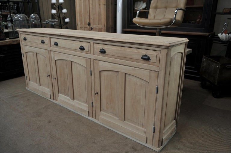 1930s Elm Wood French Shop Back Counter For Sale at 1stdibs