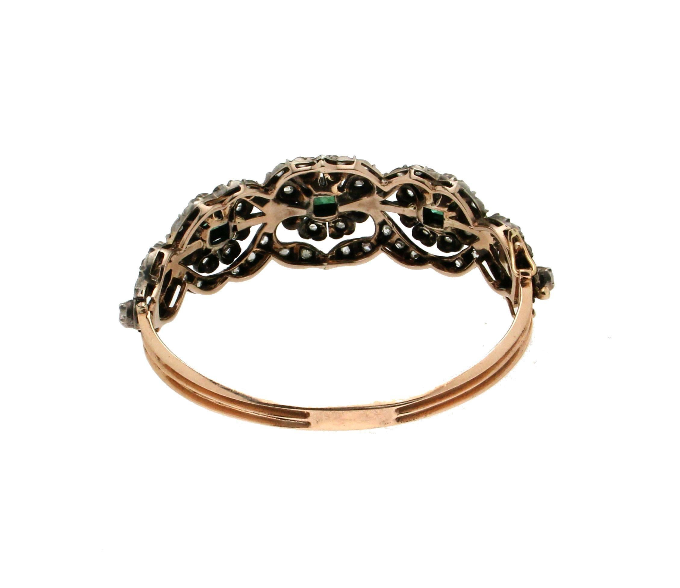 Emeralds Gold Diamonds Bangle Bracelet In New Condition In Marcianise, IT