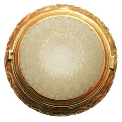 1930s Empire Style Bronze Dome Ceiling or Wall Light Fixtures, Pair