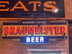 1930’s Enamel And Neon Braumeister Beer Sign