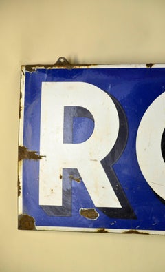 1930s Enamel Blue Rossi Sign from Martini & Rossi Brand Made in France