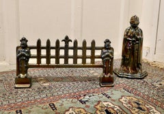 1930's Enamelled Knight Fireside Companion Set and Matching Fender