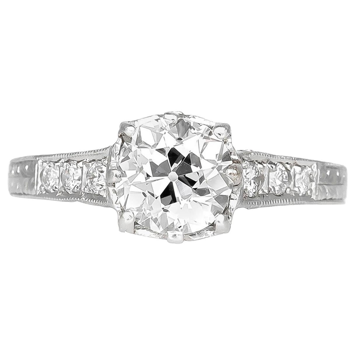 1930s Engagement Ring with Center 1.15 Carat For Sale