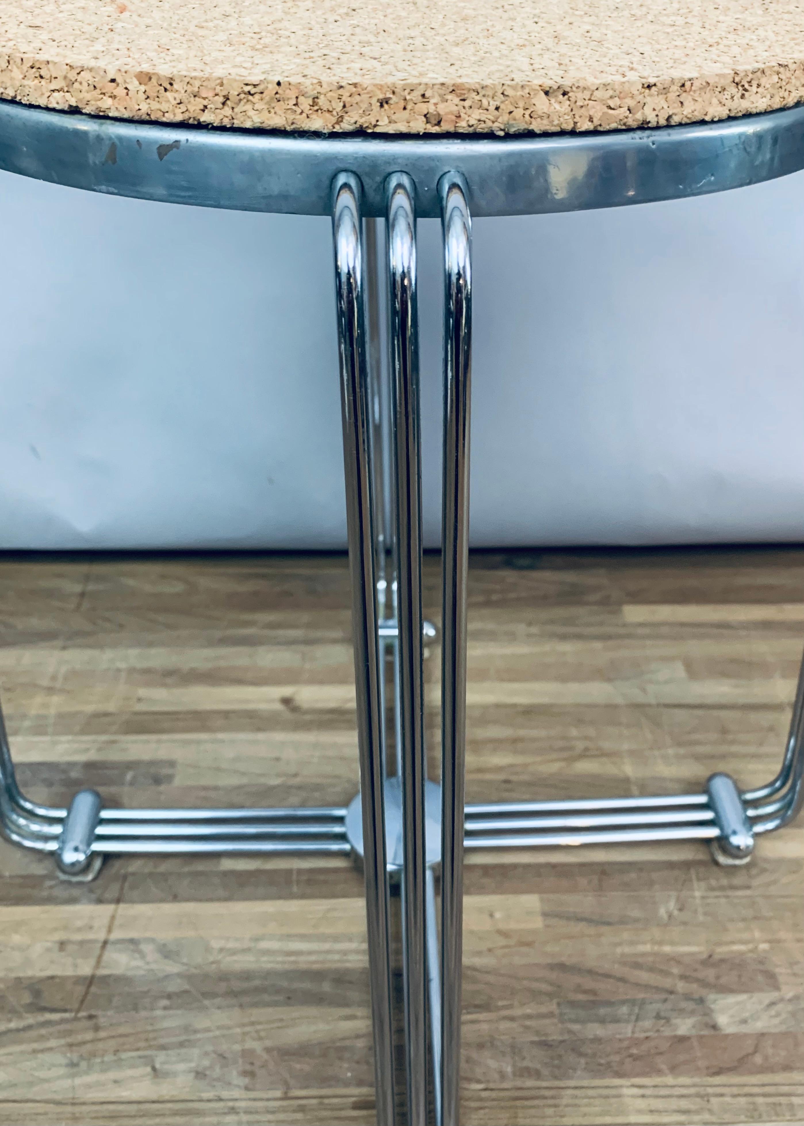1930s English Alpax Art Deco Chrome, Cast Aluminum and Cork Stool or Footstool 14