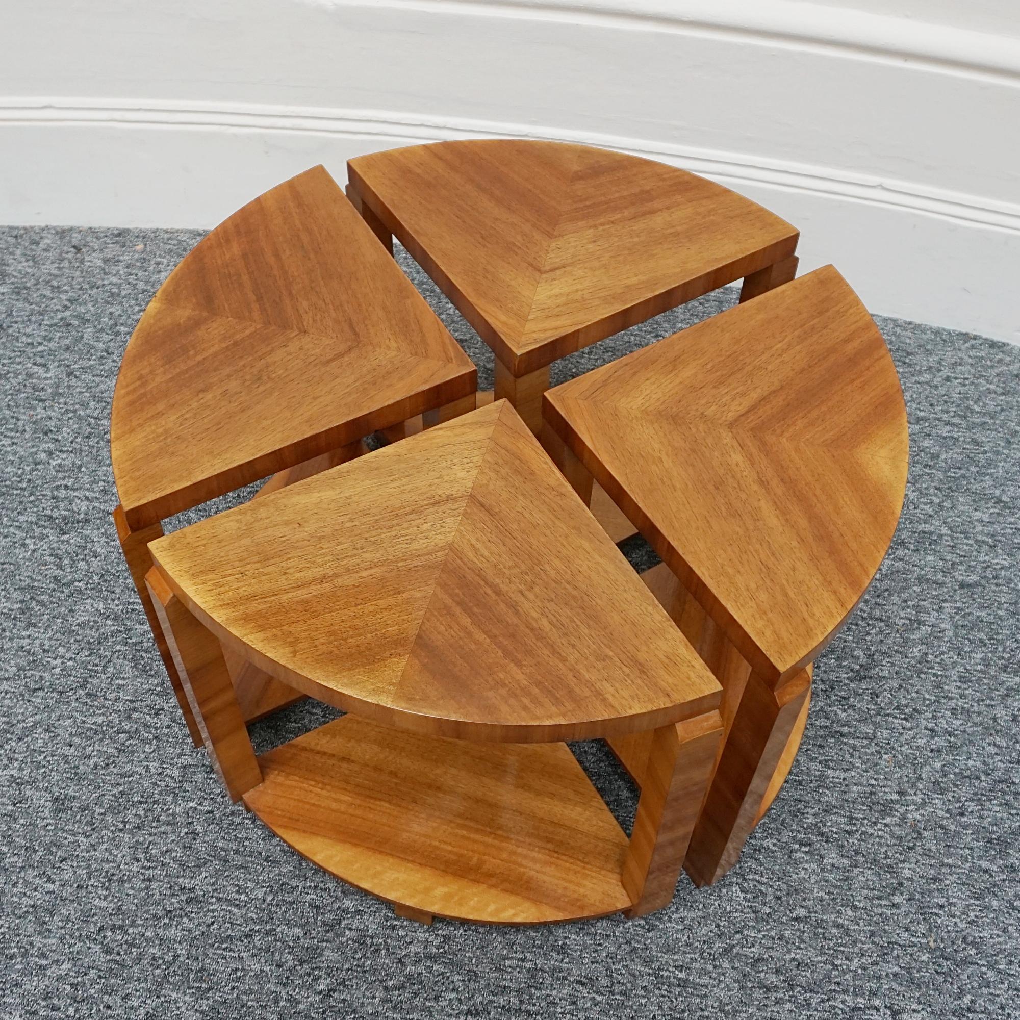 Mid-20th Century 1930's English Art Deco Walnut Nest of Tables  For Sale