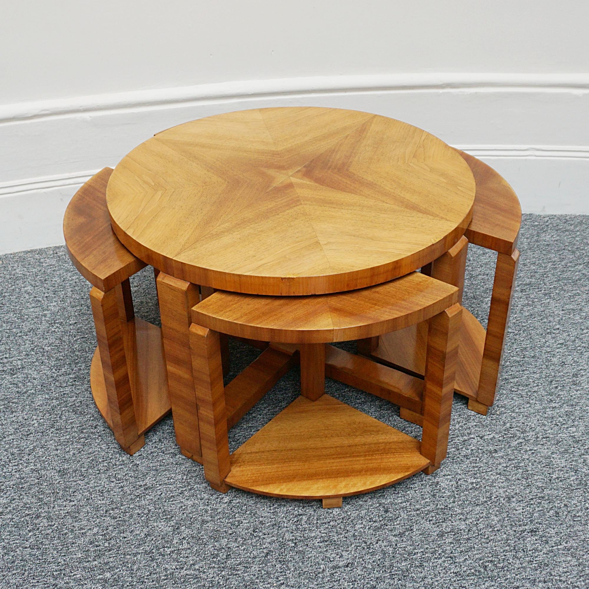 1930's English Art Deco Walnut Nest of Tables  For Sale 4