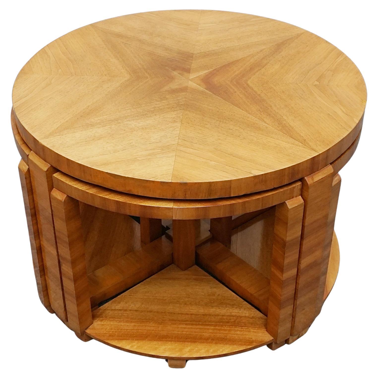 1930's English Art Deco Walnut Nest of Tables  For Sale