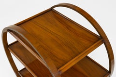 1930s English Art Deco Walnut Round Drinks Cocktail Trolley Modernist Bar Cart