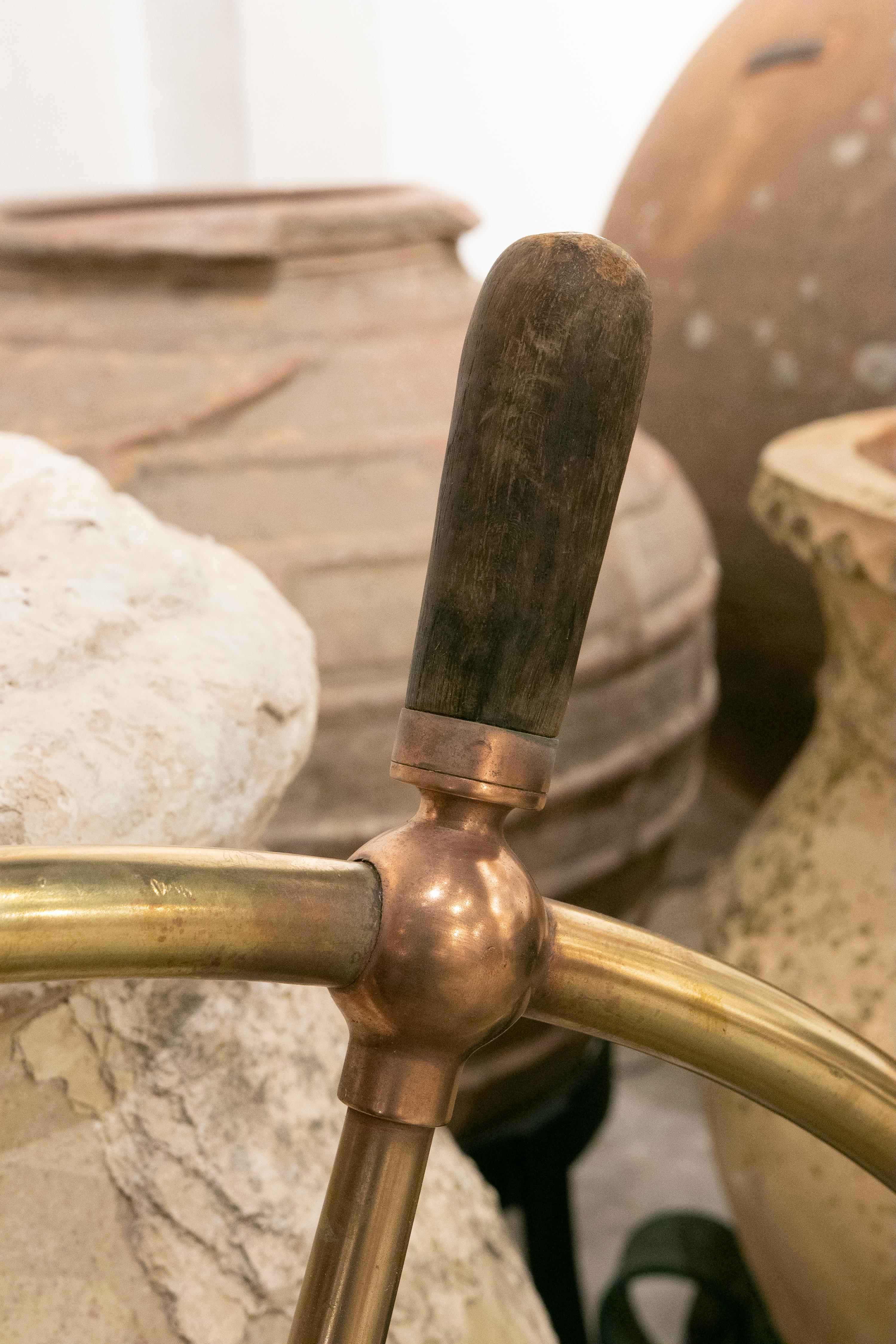 1930's English Bronze Rudder with Wooden Handles For Sale 10