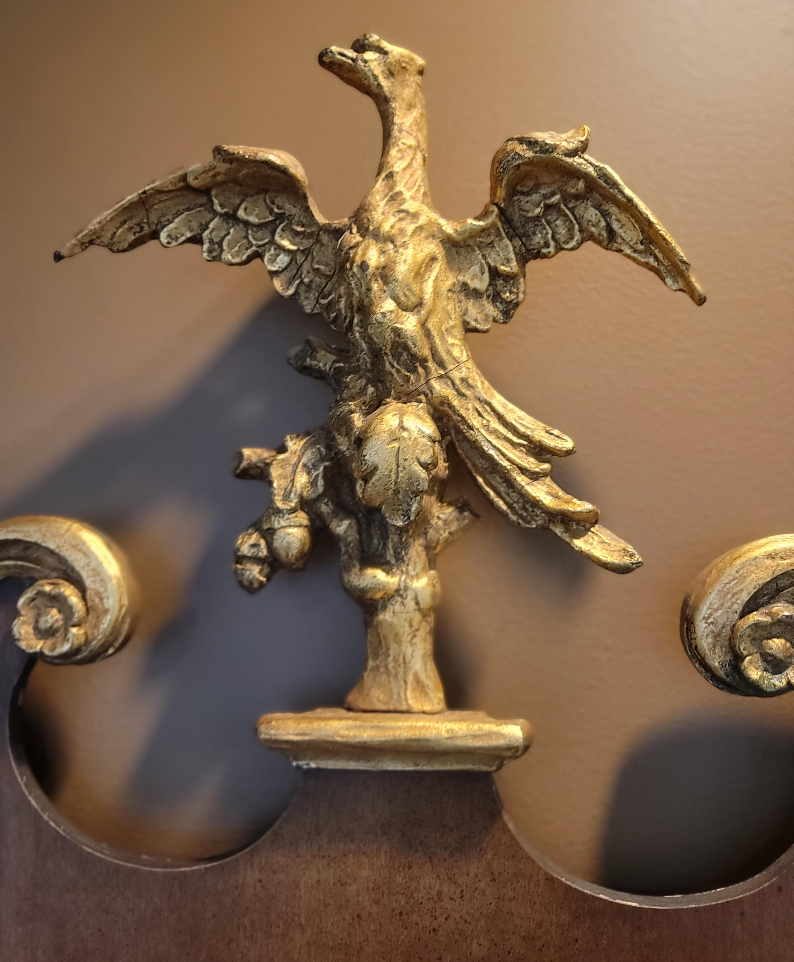 Other 1930s English Chippendale Mahogany Parcel-Gilt Mirror w/ Phoenix Crest Finial For Sale