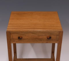 1930s English Cotswold School Walnut & Ebony Side Table With Drawer