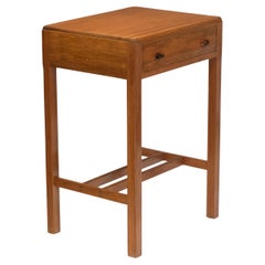 1930s English Cotswold School Walnut & Ebony Side Table With Drawer