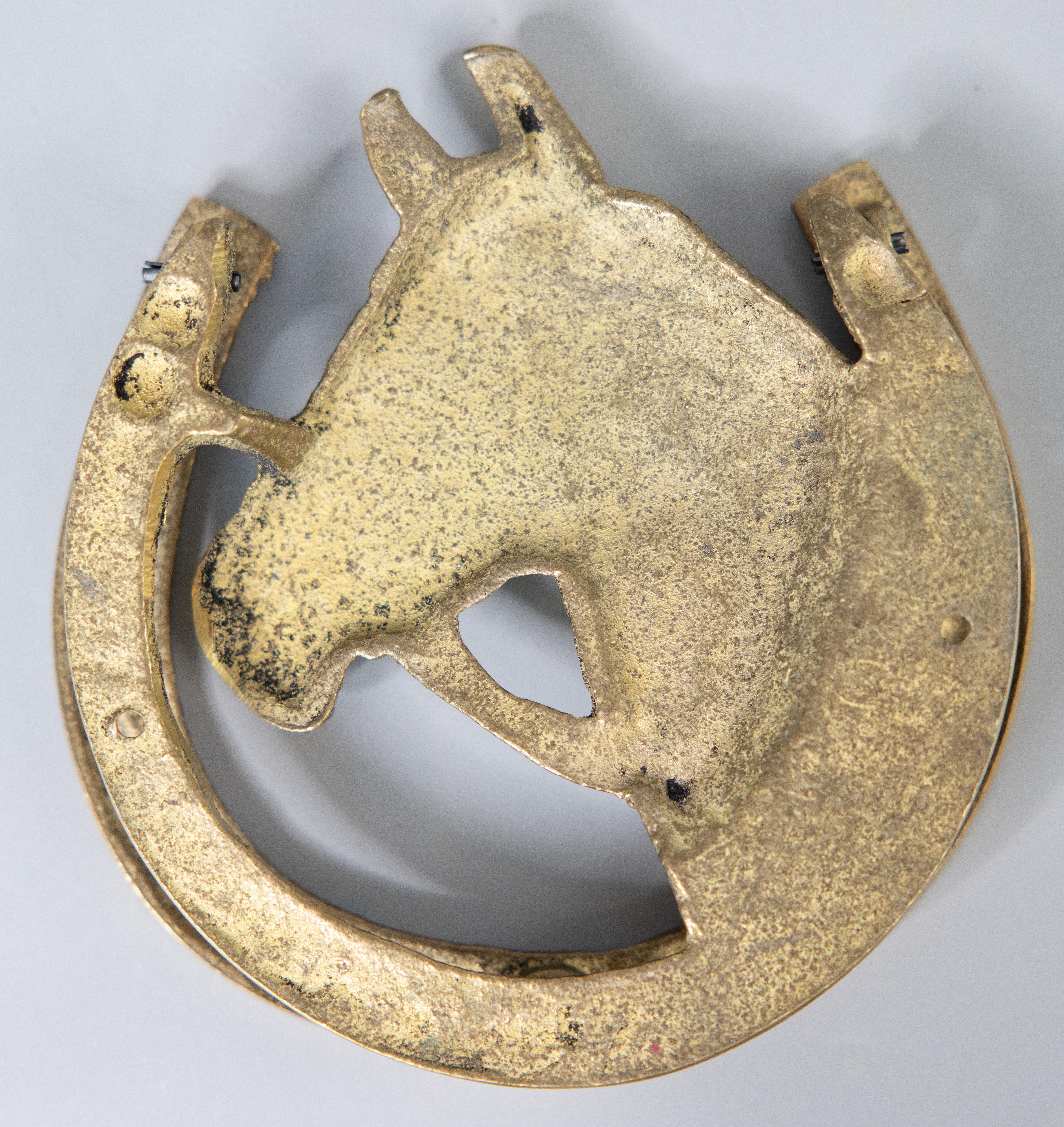 Mid-20th Century 1930s English Equestrian Brass Horse Door Knocker For Sale