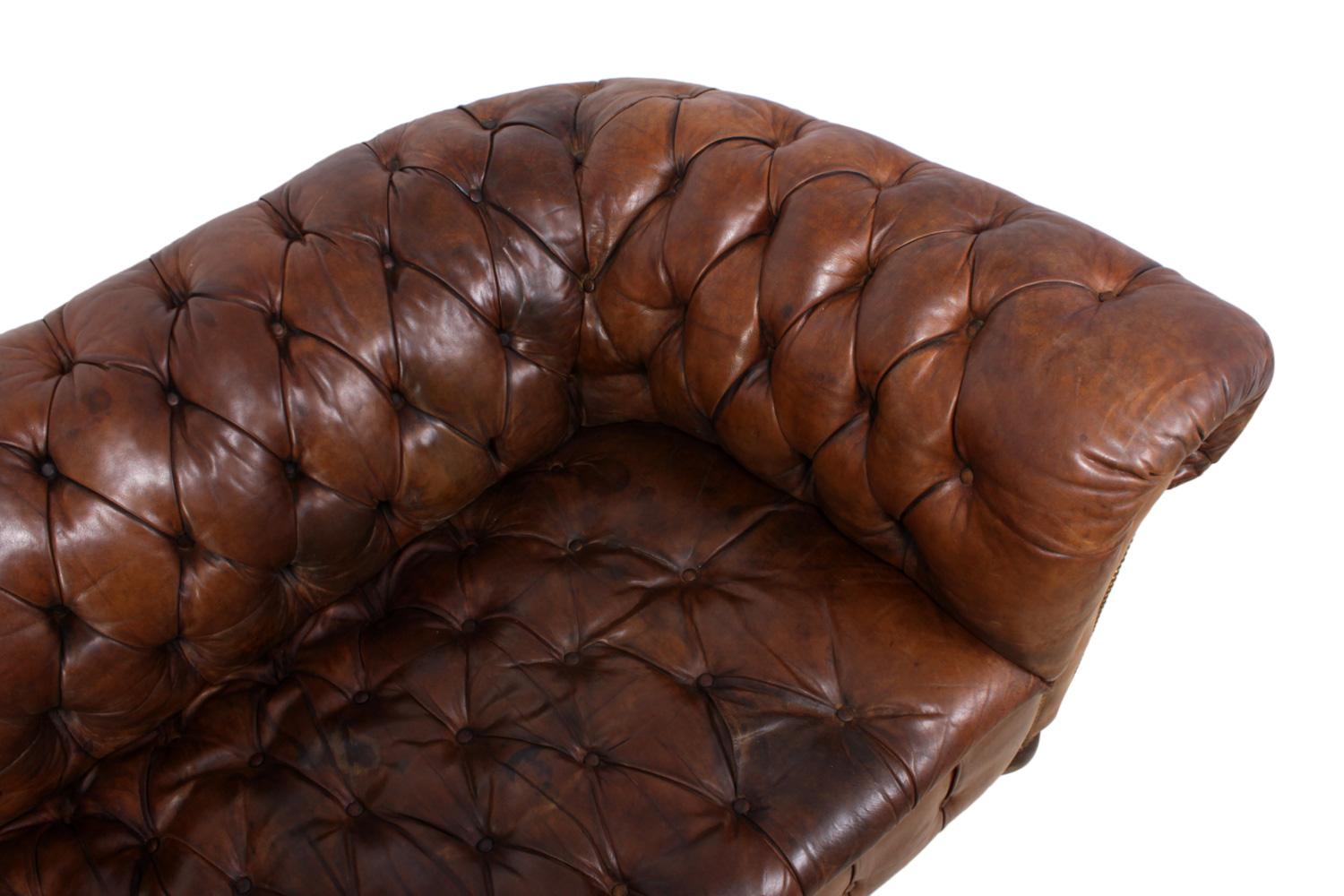 Other 1930s English Leather Chesterfield