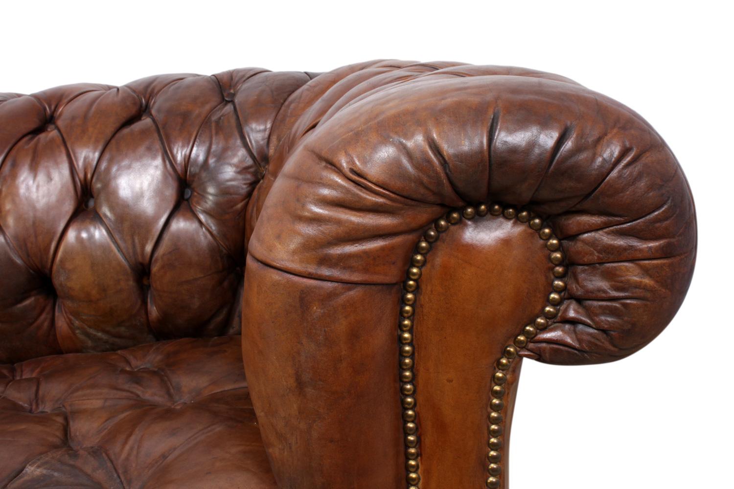 Mid-20th Century 1930s English Leather Chesterfield