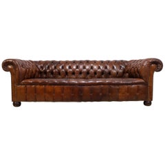 1930s English Leather Chesterfield