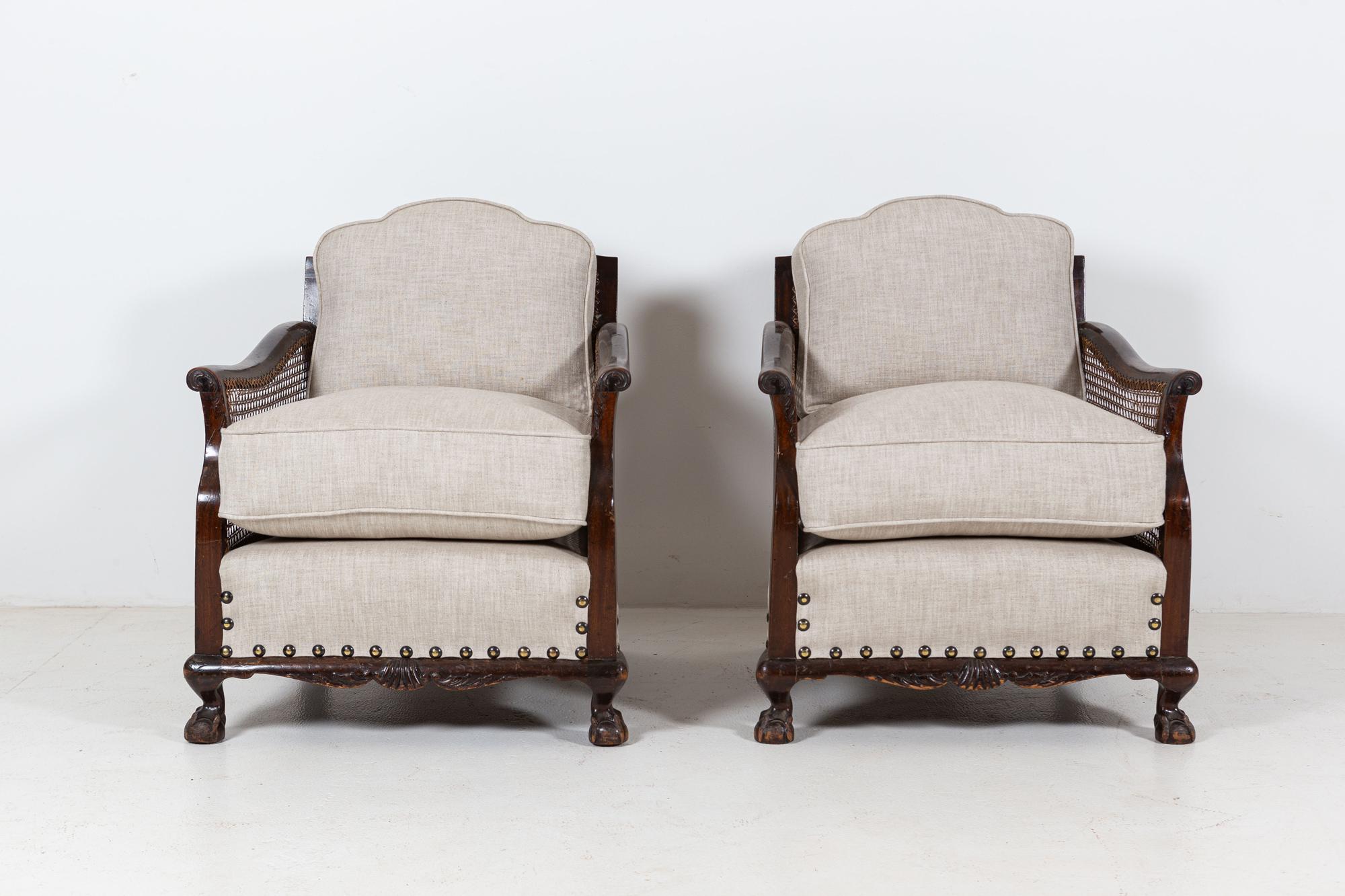 1930’s English Mahogany Bergere Suite For Sale 4