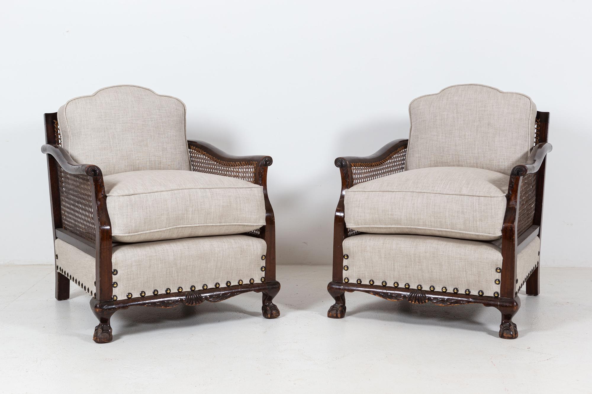 1930’s English Mahogany Bergere Suite For Sale 5