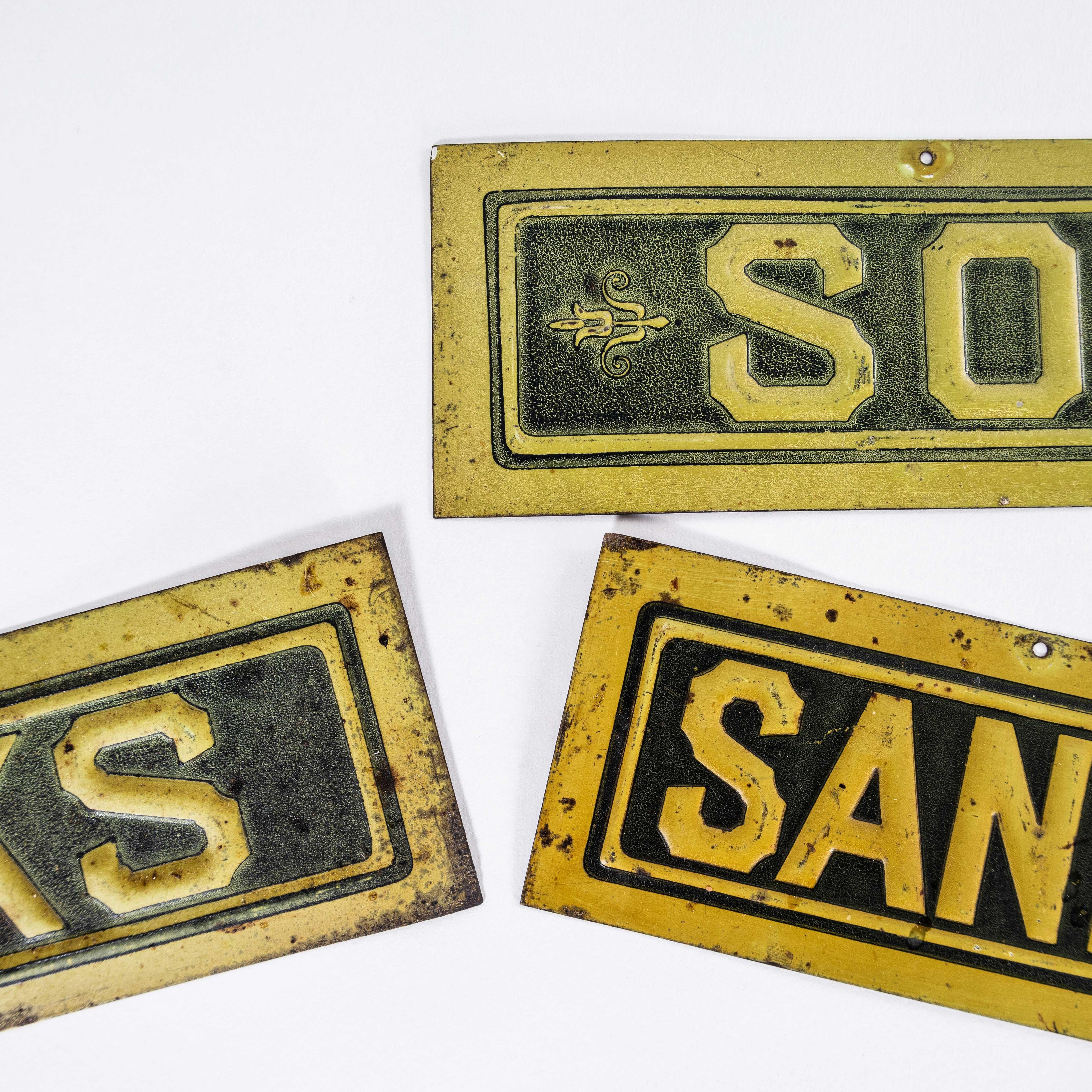 1930's English Pressed Steel Café Signs - Set Of Three In Good Condition For Sale In Hook, Hampshire