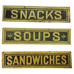1930's English Pressed Steel Café Signs - Set Of Three