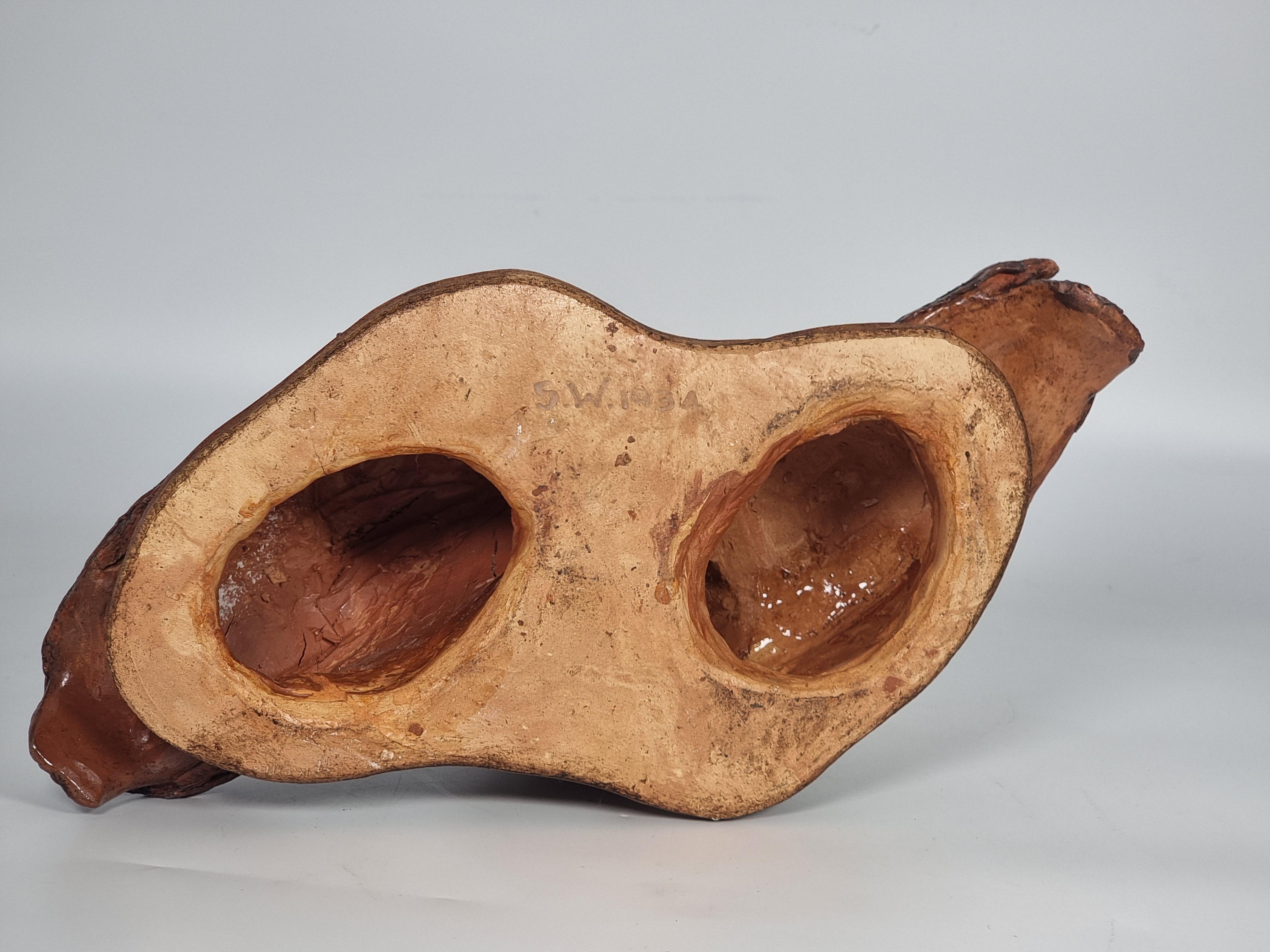 Scultura inglese del 1930 raffigurante una coppia di gufi in ceramica smaltata in vendita 4