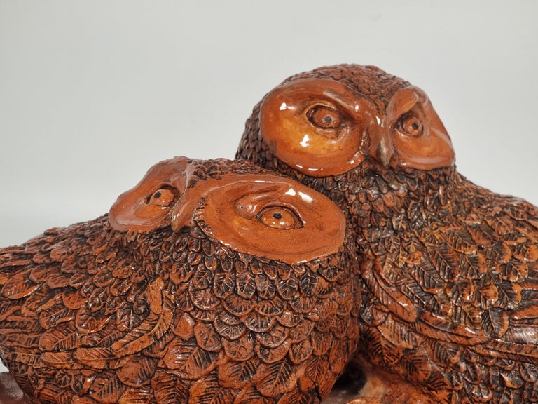 2 Statuettes Hiboux En Céramique – Décoratives, Peintes à La Main – Hauteur 5 Pouces