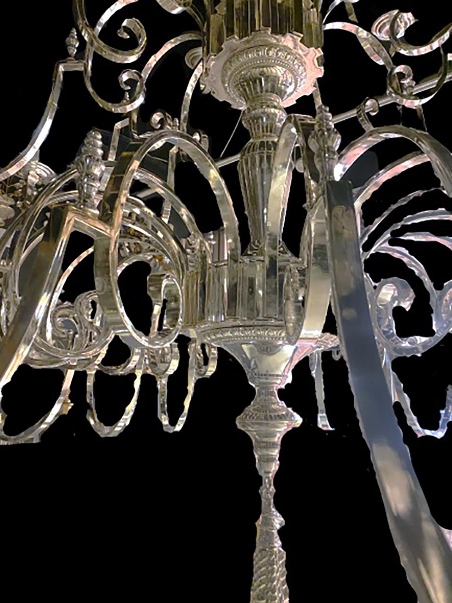 20th Century English Silver Plated Chandelier, Circa 1930s