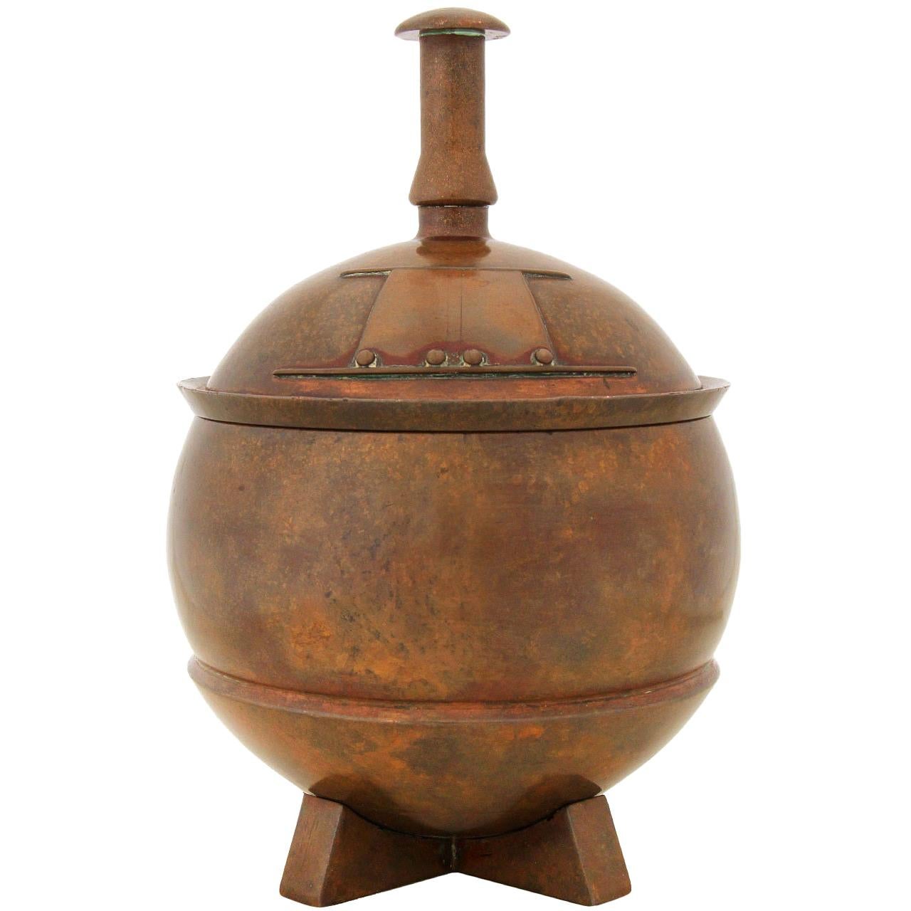 1930s English Solid Bronze Urn by George Adlam & Sons For Sale