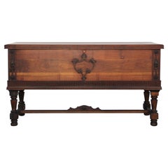 1930s English Tudor Style Walnut Raised Cedar Blanket Chest