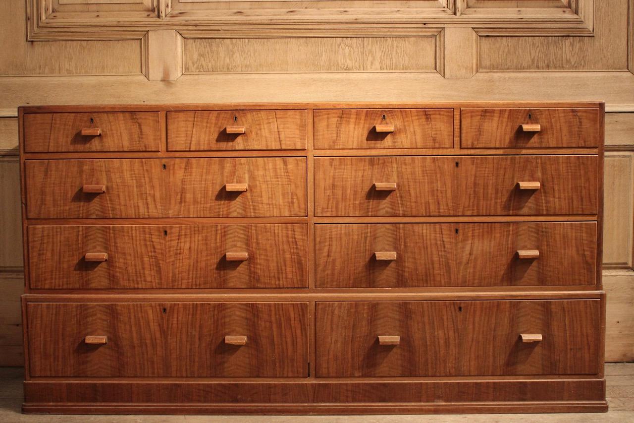 Mid-20th Century 1930s English Walnut and Oak Bank of Drawers