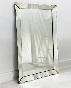 1930s Era Art Deco Scalloped Edge Mirror Framed Mirror