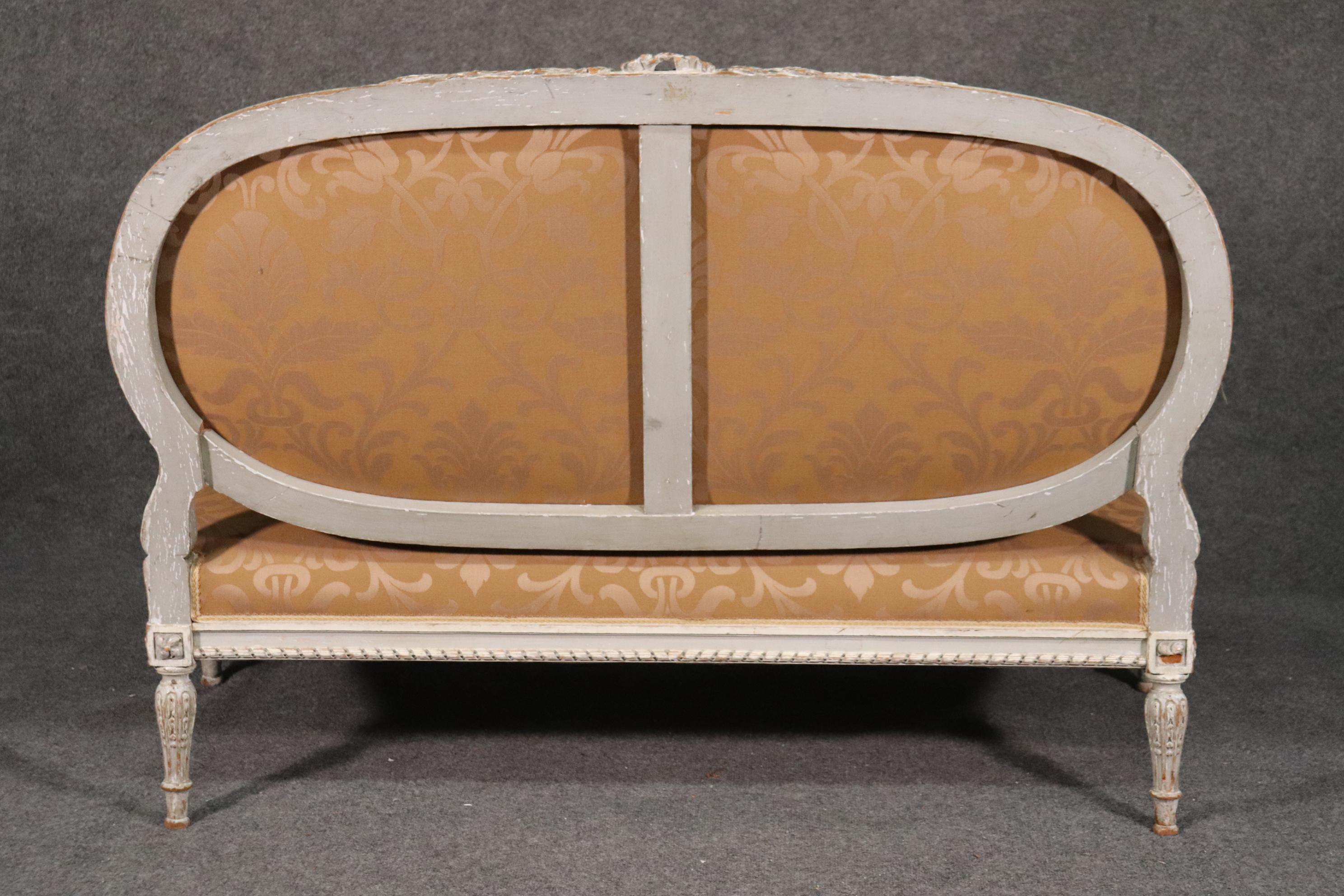 1930s Era French Painted Oval Back Louis XVI Settee Canape In Good Condition In Swedesboro, NJ