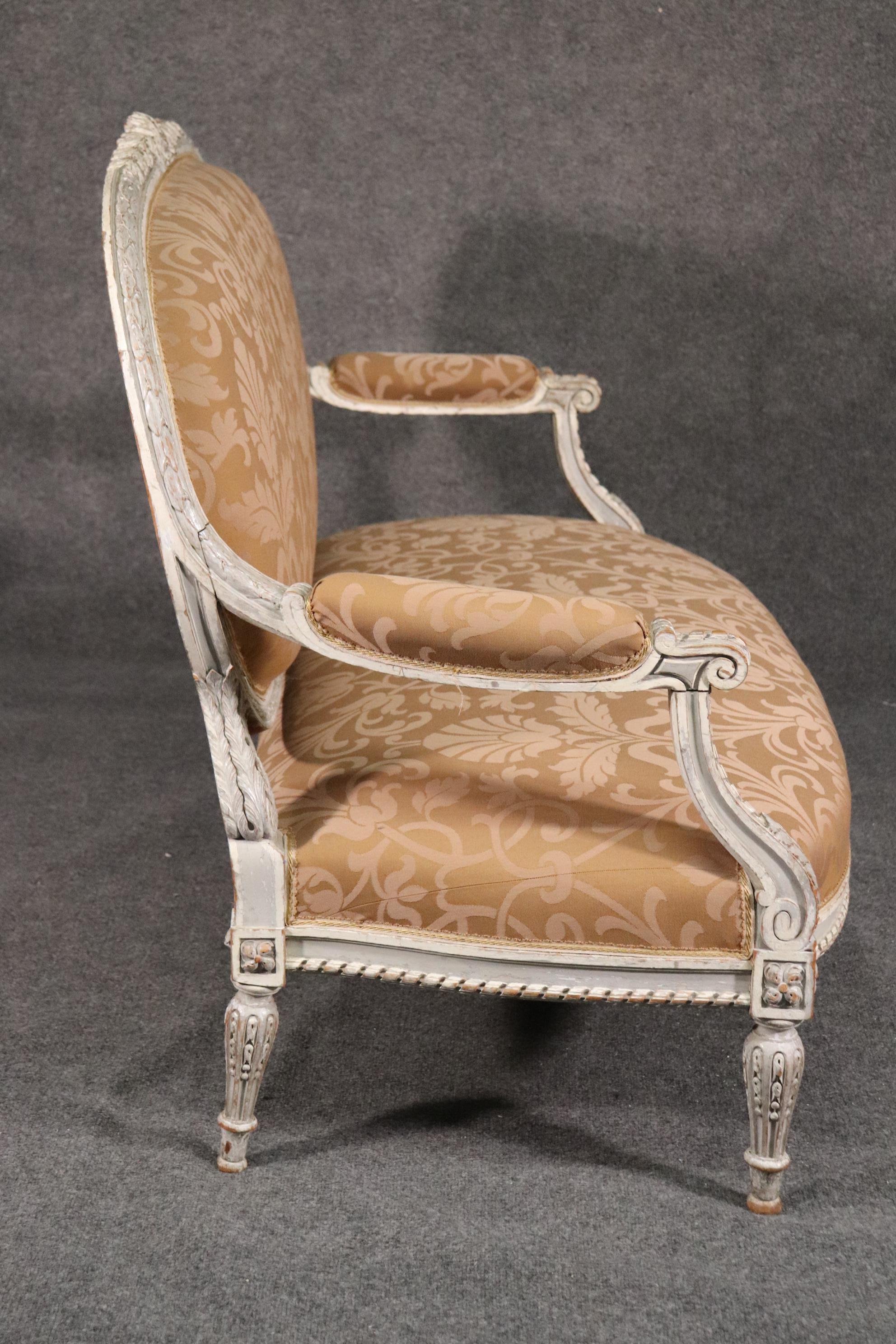 Mid-20th Century 1930s Era French Painted Oval Back Louis XVI Settee Canape
