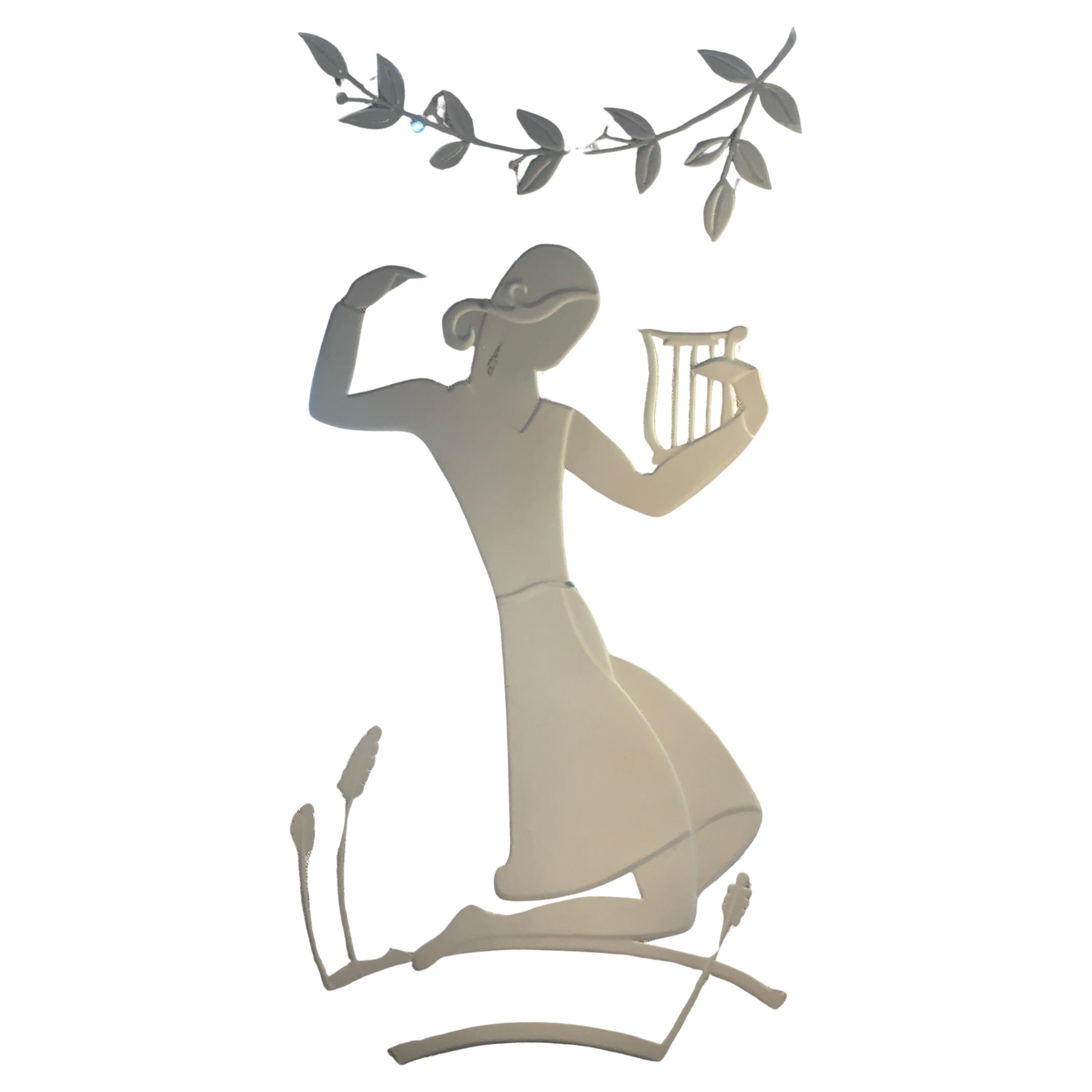 Panneaux en verre gravé des années 1930 avec des personnages dansants en vente