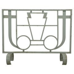 1930s European Art Deco Cast Iron Fireplace Screen