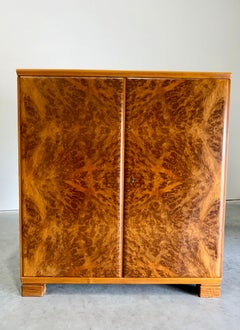 1930's European Burlwood Art Deco Gentleman's Chest Cabinet