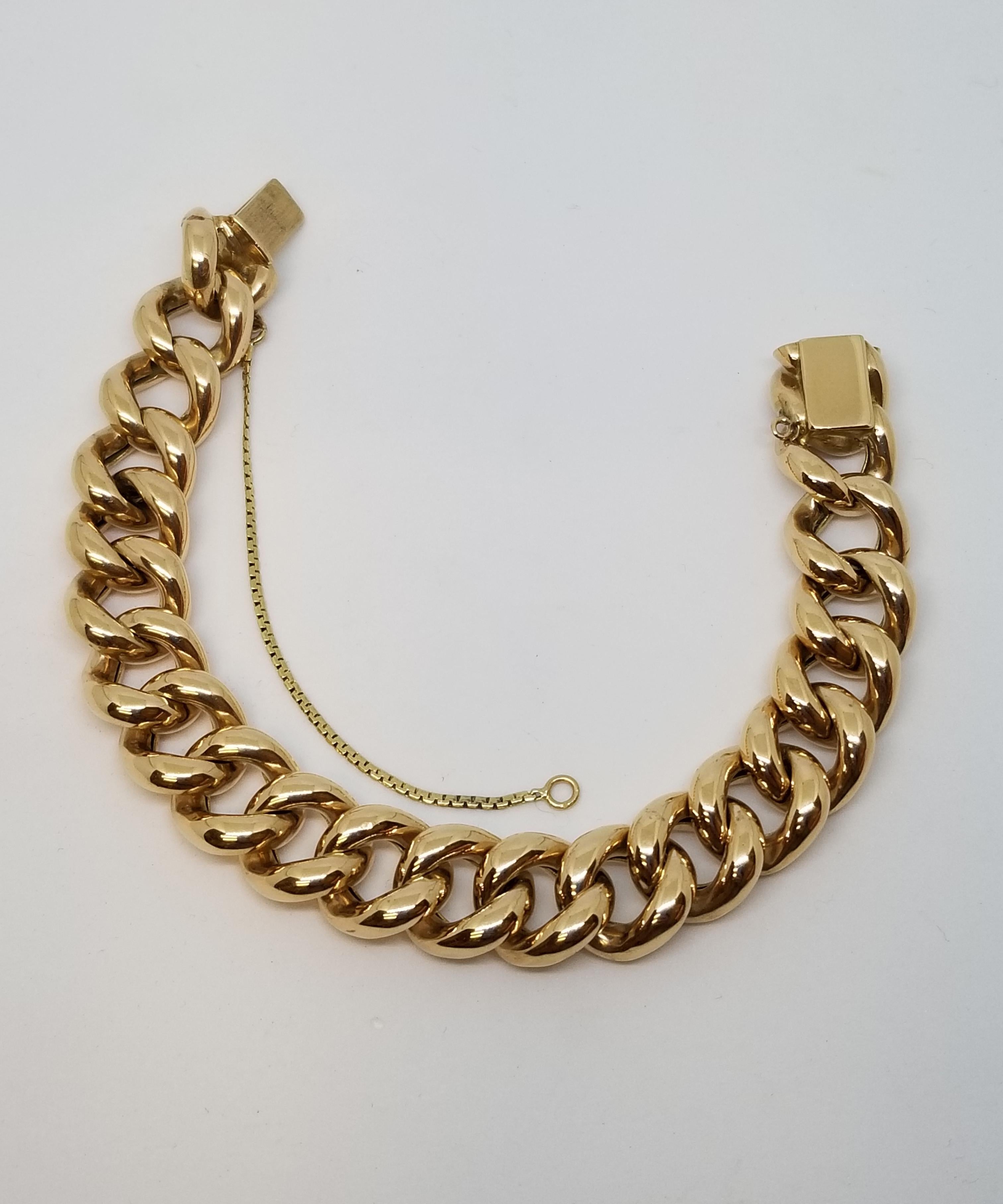 1930s European Chain Link Rose Gold Bracelet In Excellent Condition In Greenwich, CT