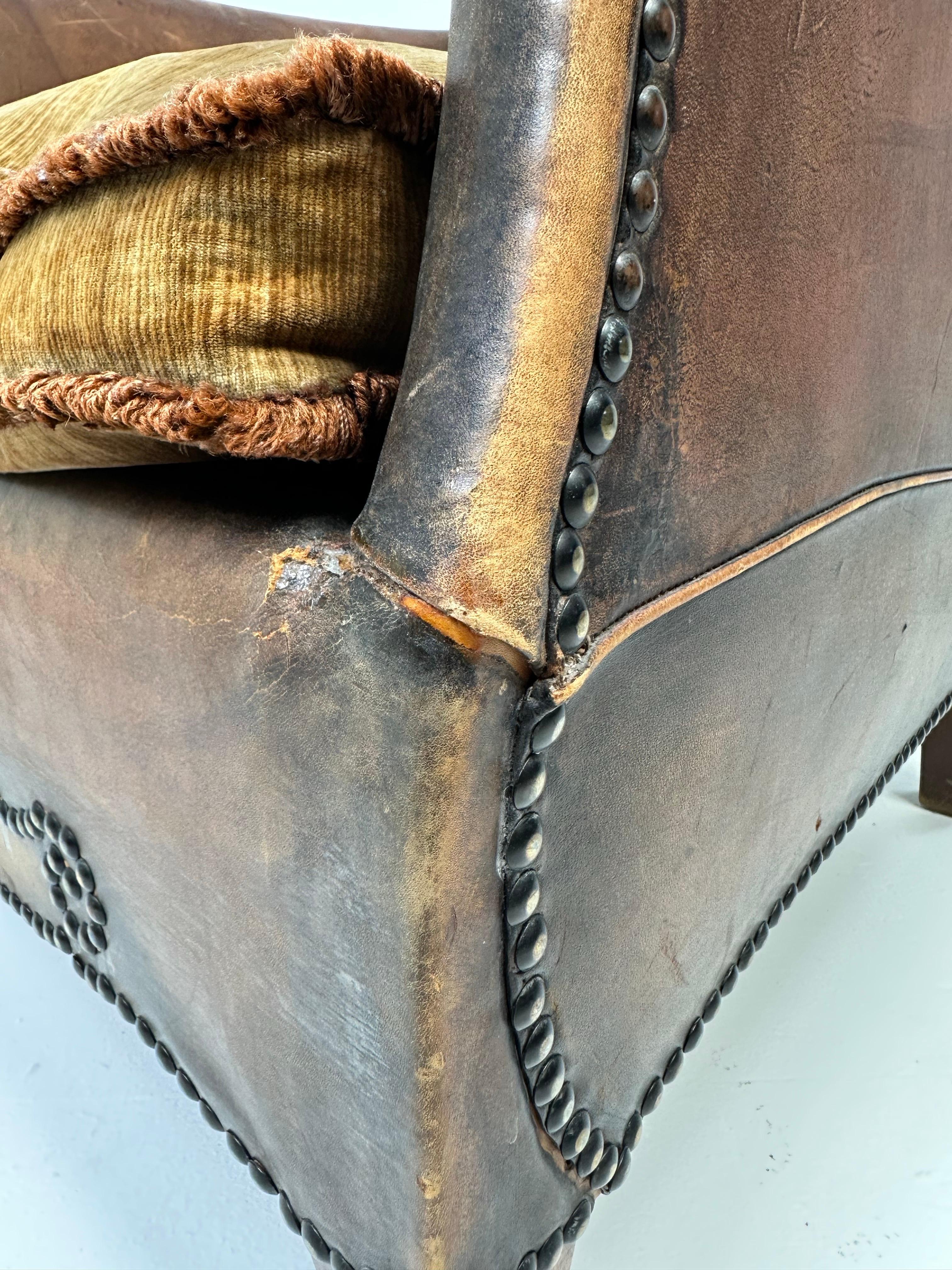 Chaise longue européenne en cuir des années 1930 en vente 1