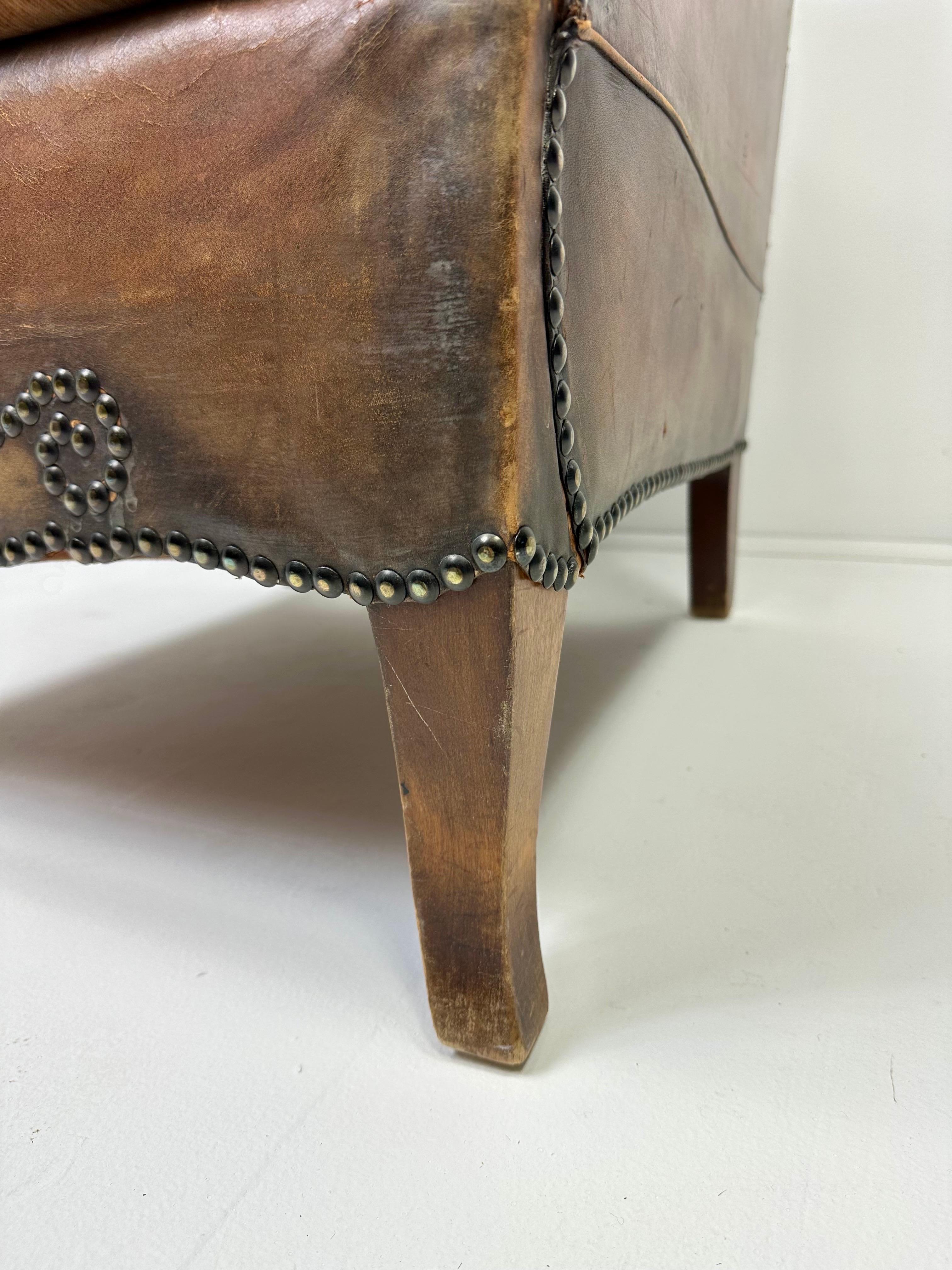 Chaise longue européenne en cuir des années 1930 en vente 2