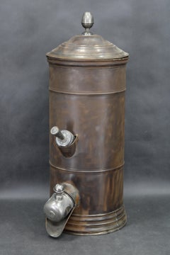 1930s European Metal Coffee Dispenser Canister with Aged Patina