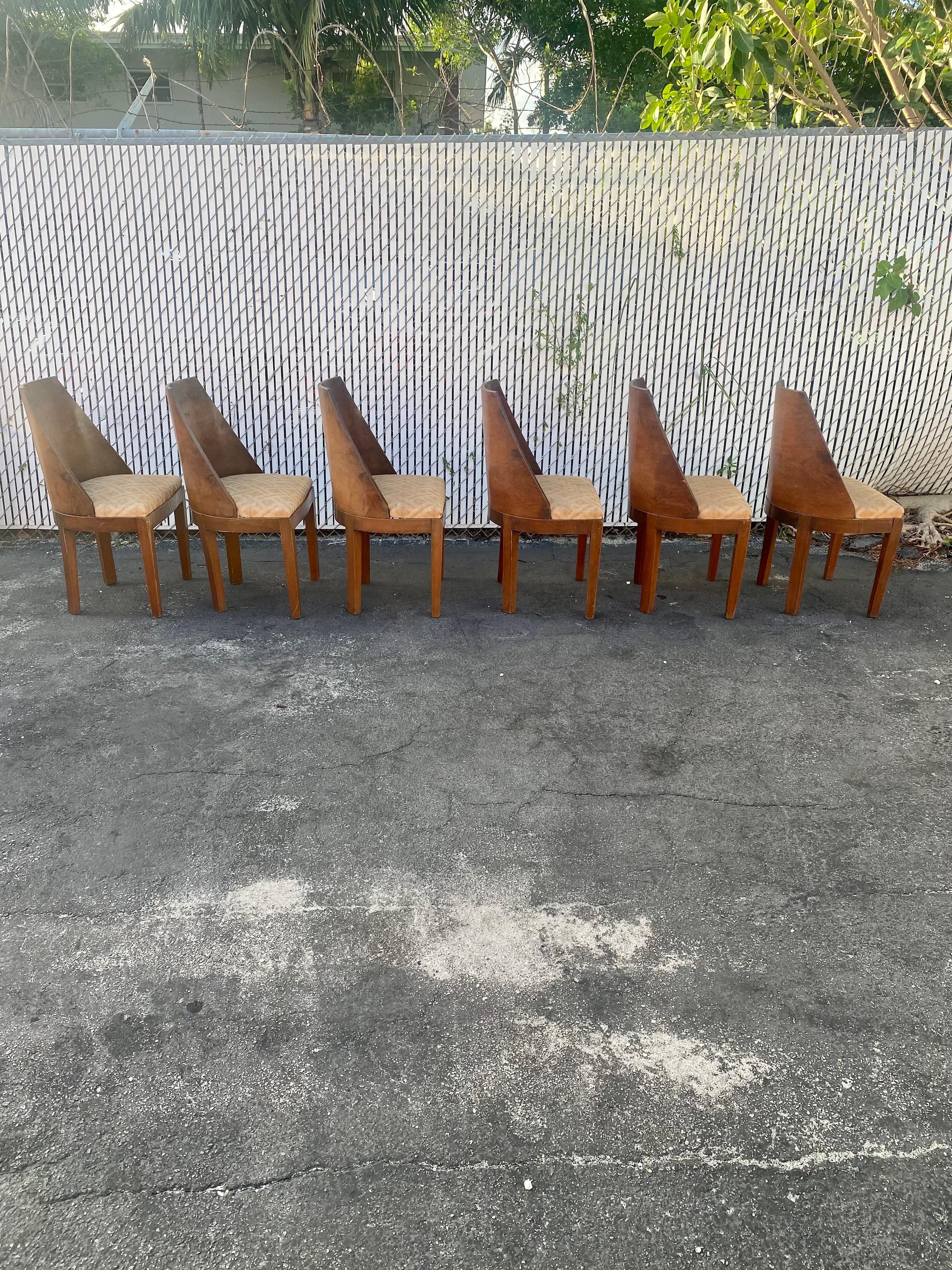 1930s Gilbert Rohde Style Walnut  Extendable Burlwood Dining Table Set, Set of 7 For Sale 10