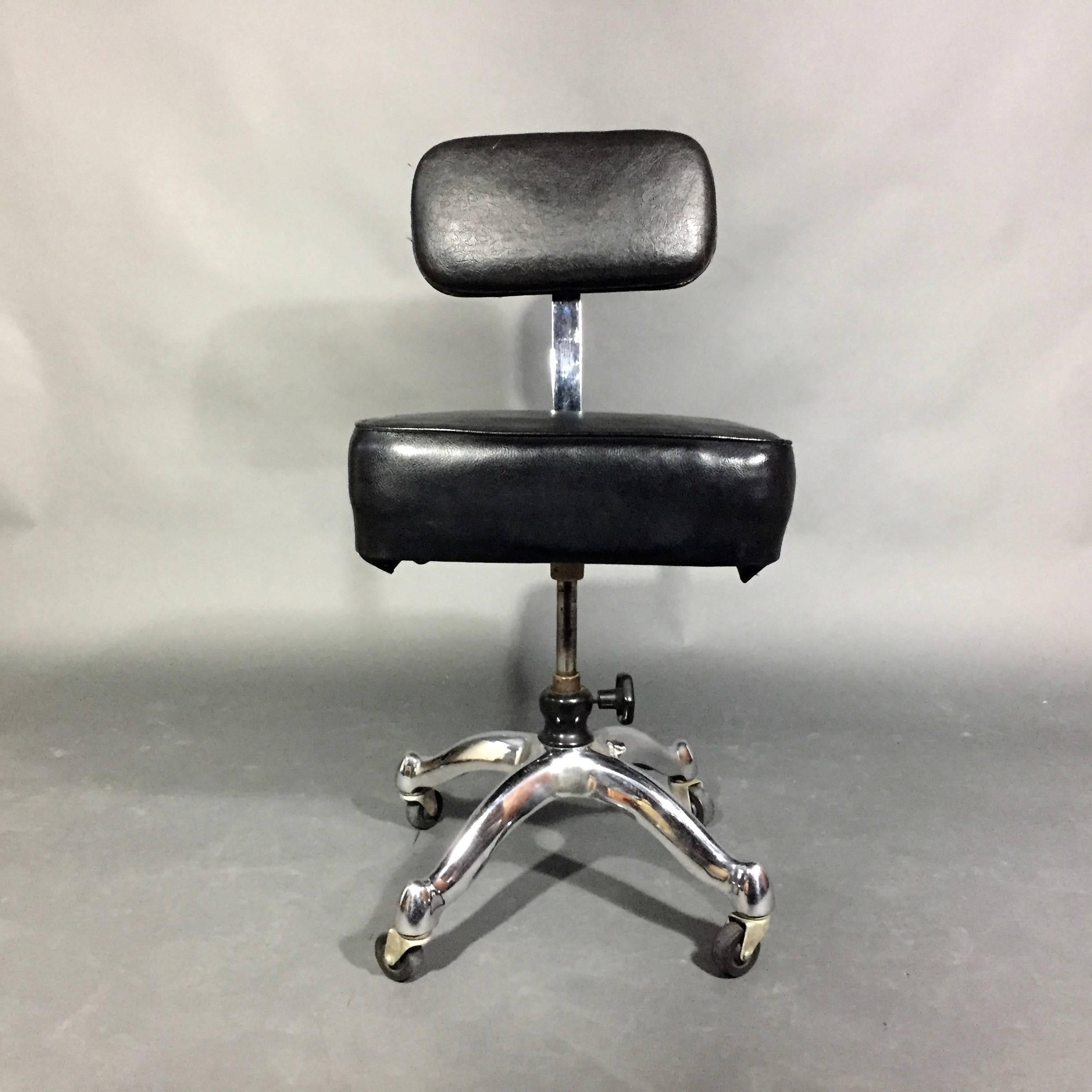Ohio based F & F Koenigkrame is known more for their incredible barber chairs from 1920s-1940s that remain highly in-demand today than for their well-constructed medical equipment for which the company thrived. This desk chair from the 1930s is